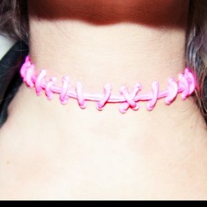 Hot pink rubber choker